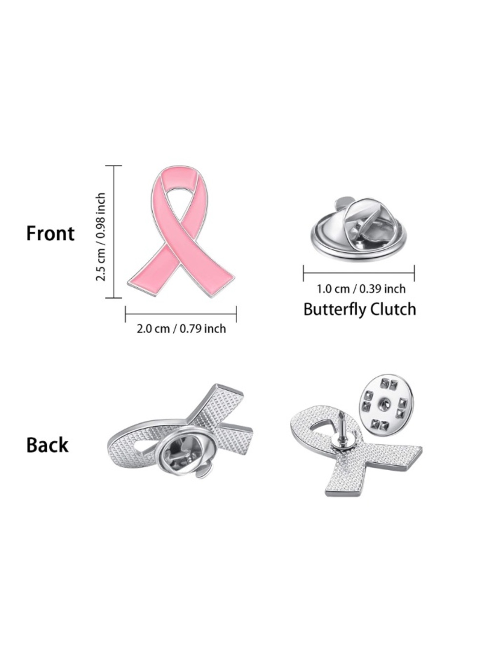 *Buy Now* Breast Cancer Awareness Pink Ribbon Pin Thank You’s Set of 15 - Picture 2 of 5